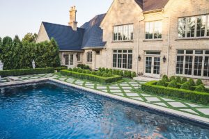 Backyard Pool Landscape Design with Artificial Grass from GroTurf, Inc.