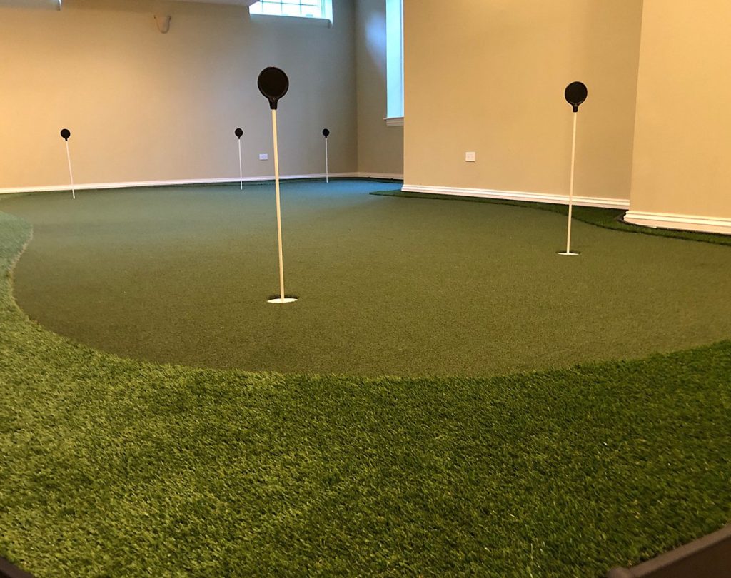 Golf Turf set up as an Indoor Putting Practice Area by GroTurf, Inc.