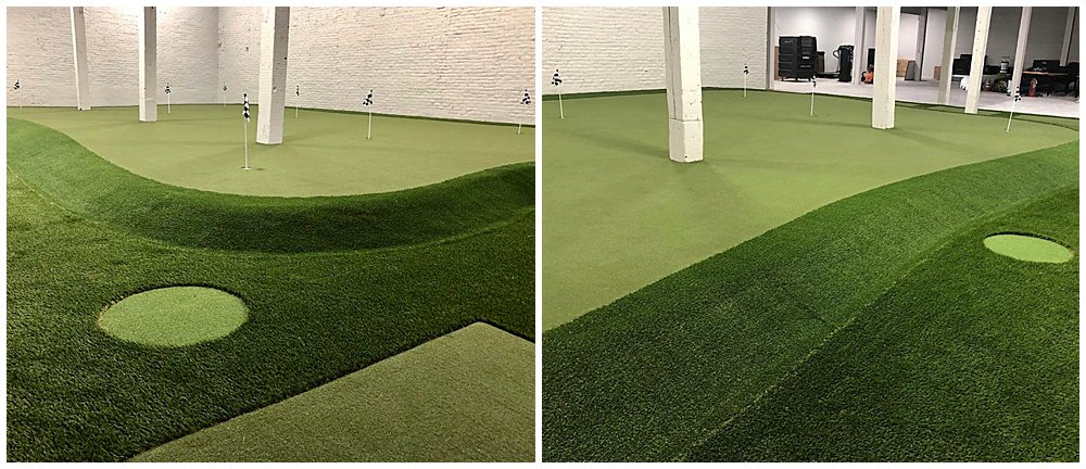 Louisville University's Golf Practice Facility with artificial turf. Designed by PGA Golf Pro Brian Groszek.