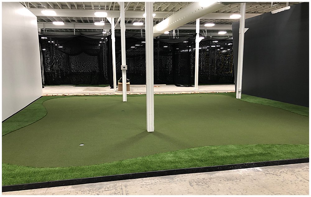 Mount Mercy Mustangs Golf Practice Facility with artificial turf. Designed by PGA Golf Pro Brian Groszek.